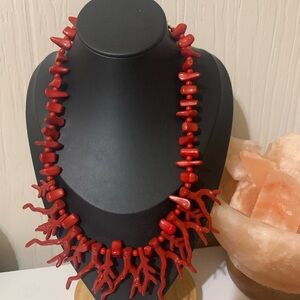 Vibrant Red Coral-Style Statement Necklace for Women